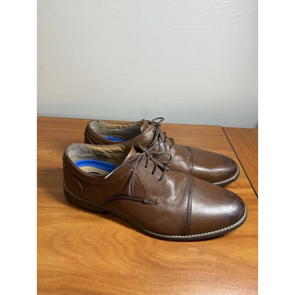 Nunn Bush Comfort Gel Mens 13M Cognac Brown Leather Cap Toe Oxford Dress Shoes